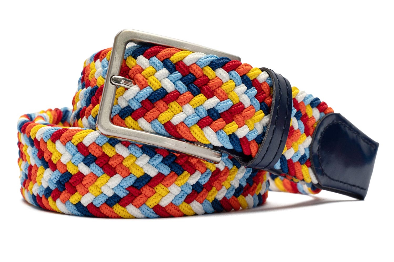 Belt multi-colored textil elastic,piele 0