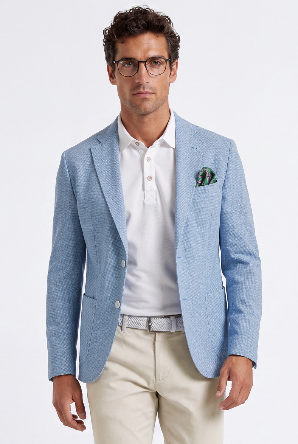 Slim body light blue plain blazer 0