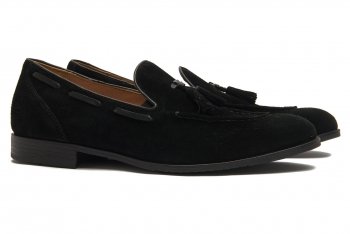 Mocasini negri piele intoarsa