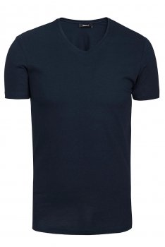 Tricou slim bleumarin guler in v