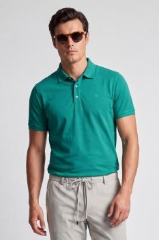 Tricou polo slim verde uni