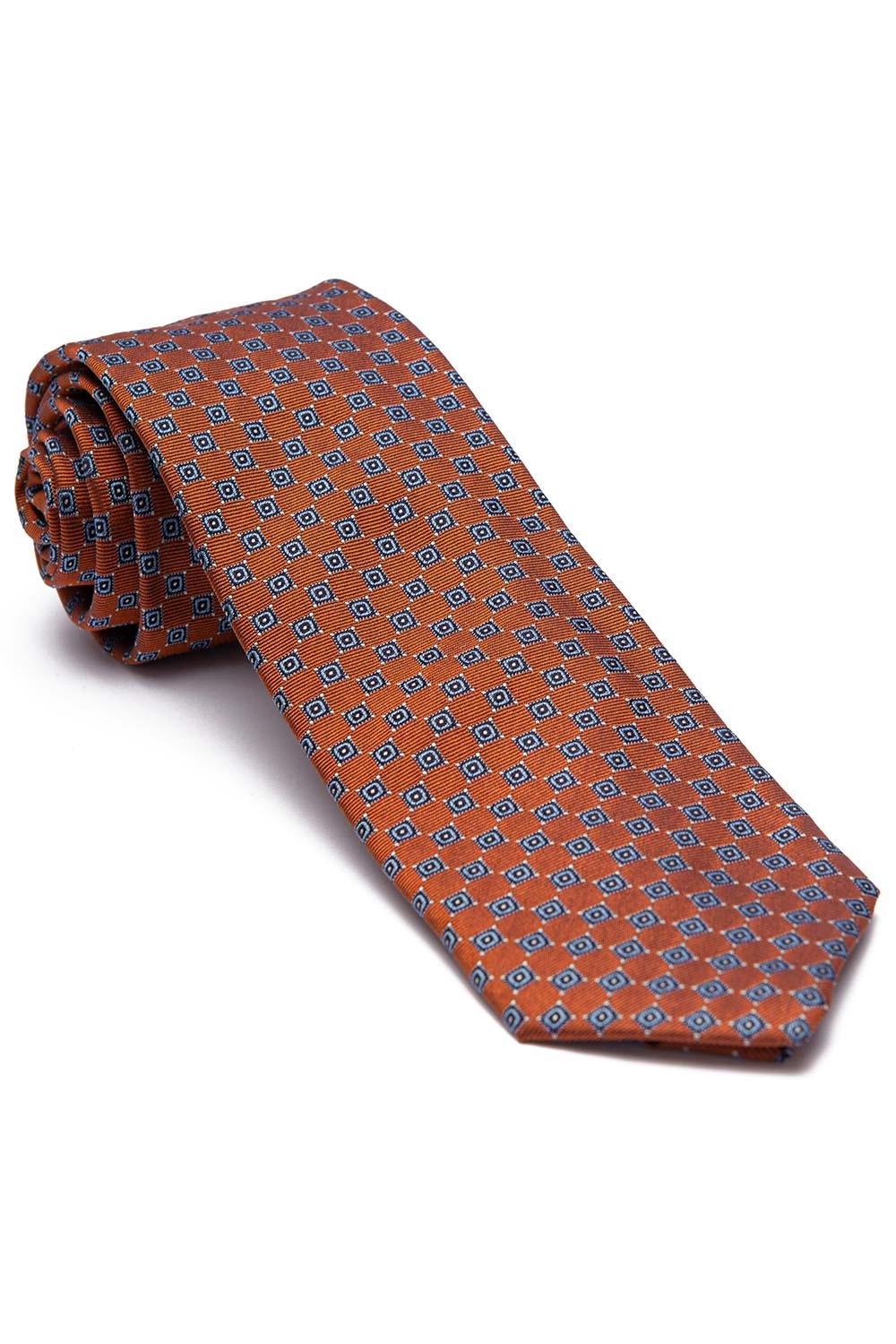 Cravata Matase tesuta Oranj print Geometric 0