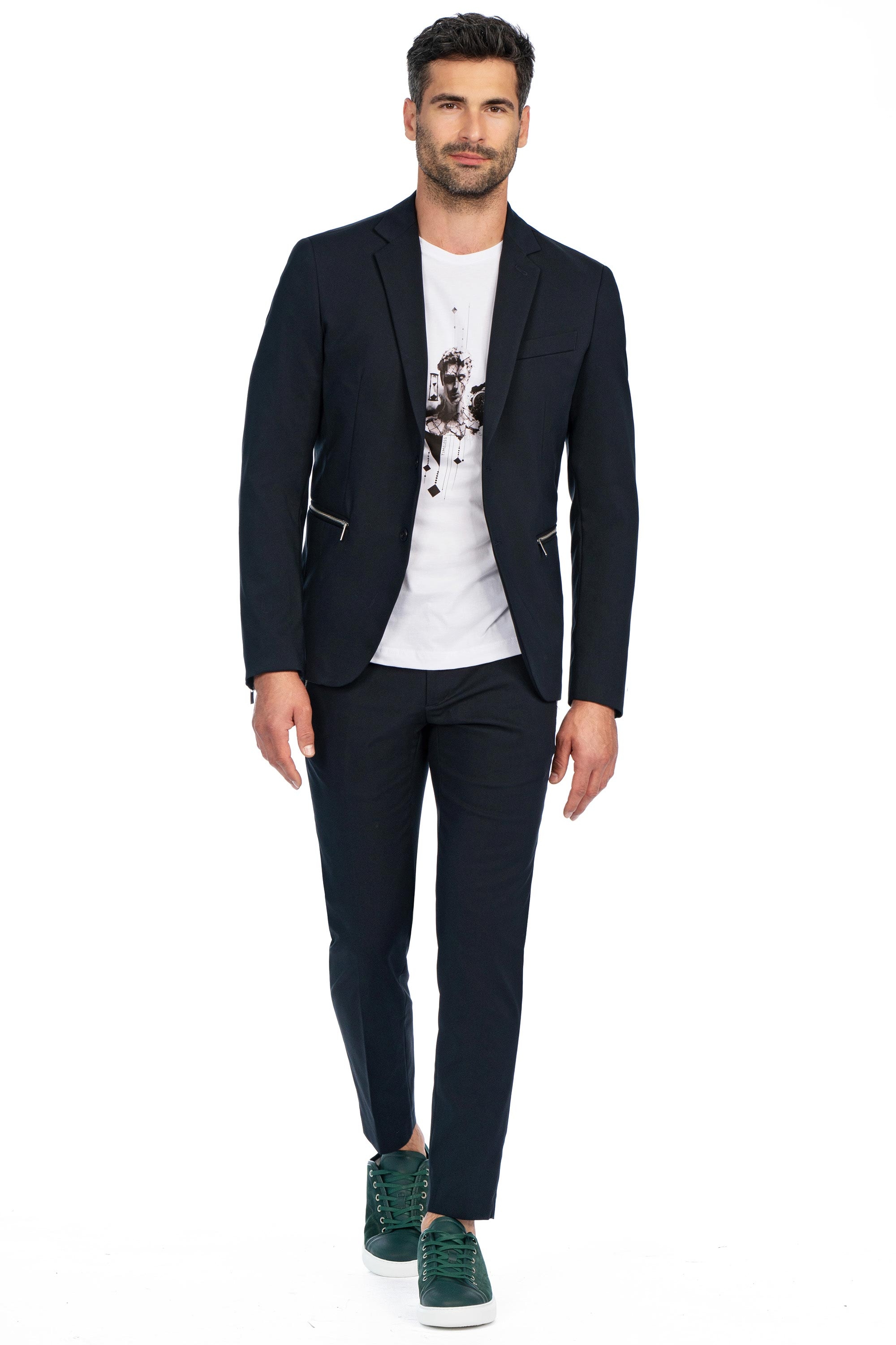 Pantaloni slim bleumarin uni 0