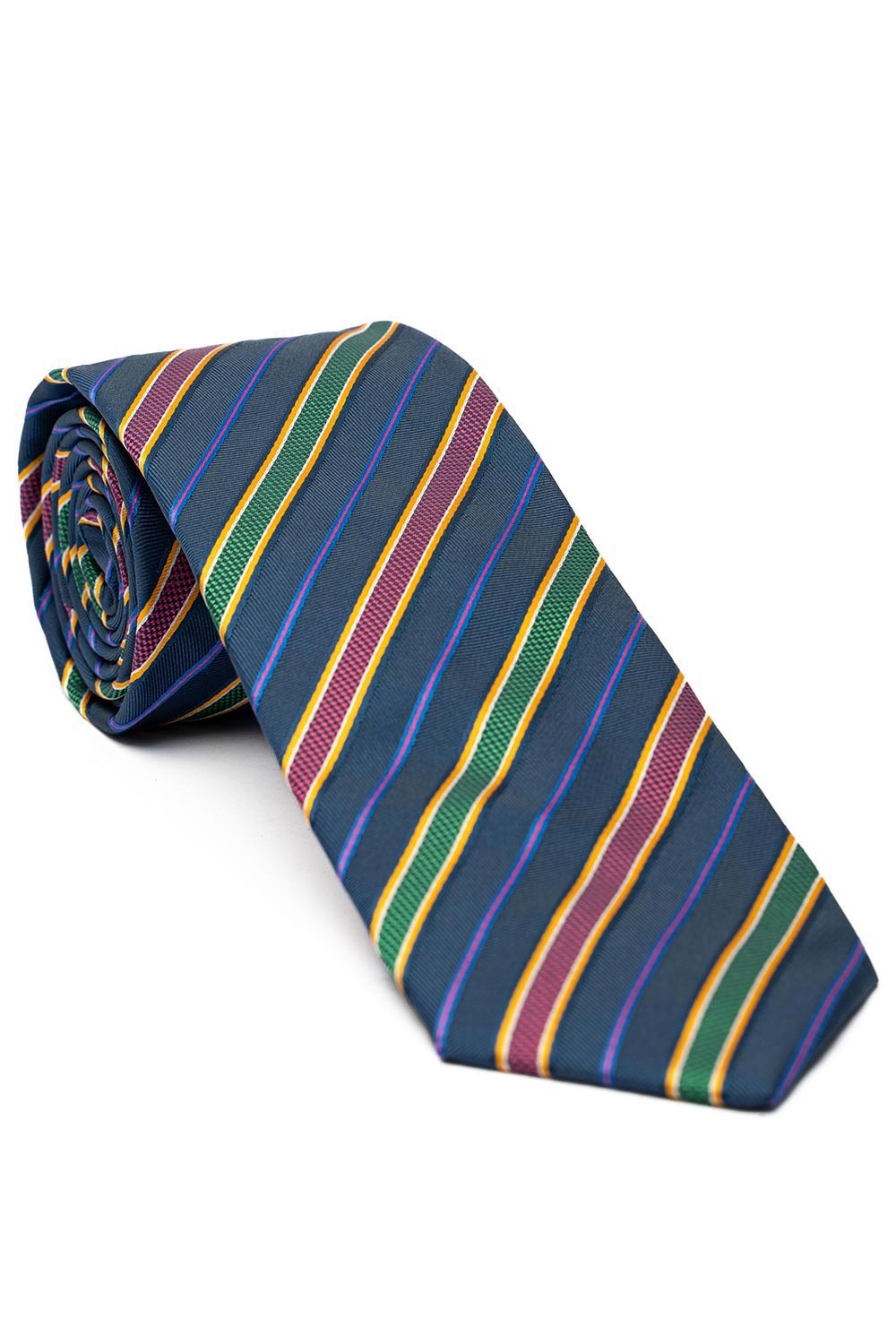 Cravata poliester tesut bleumarin cu dungi 0