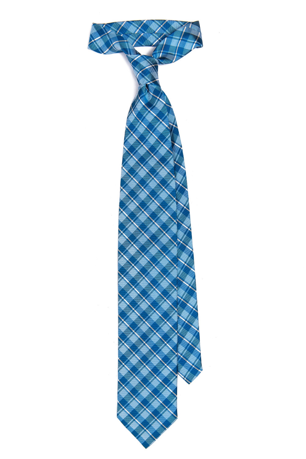Cravata matase bleu in carouri 0