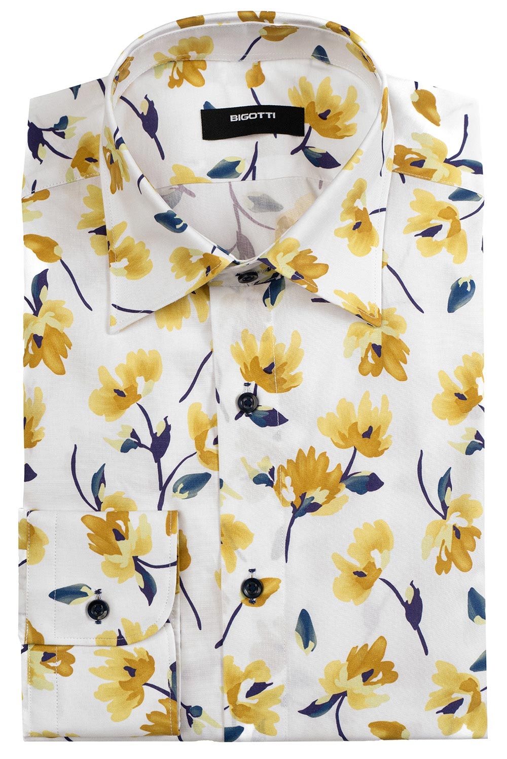 Camasa superslim alba print floral 0