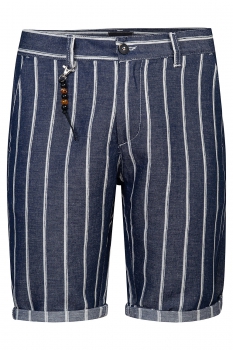 Pantaloni scurti slim din in bleumarin cu dungi