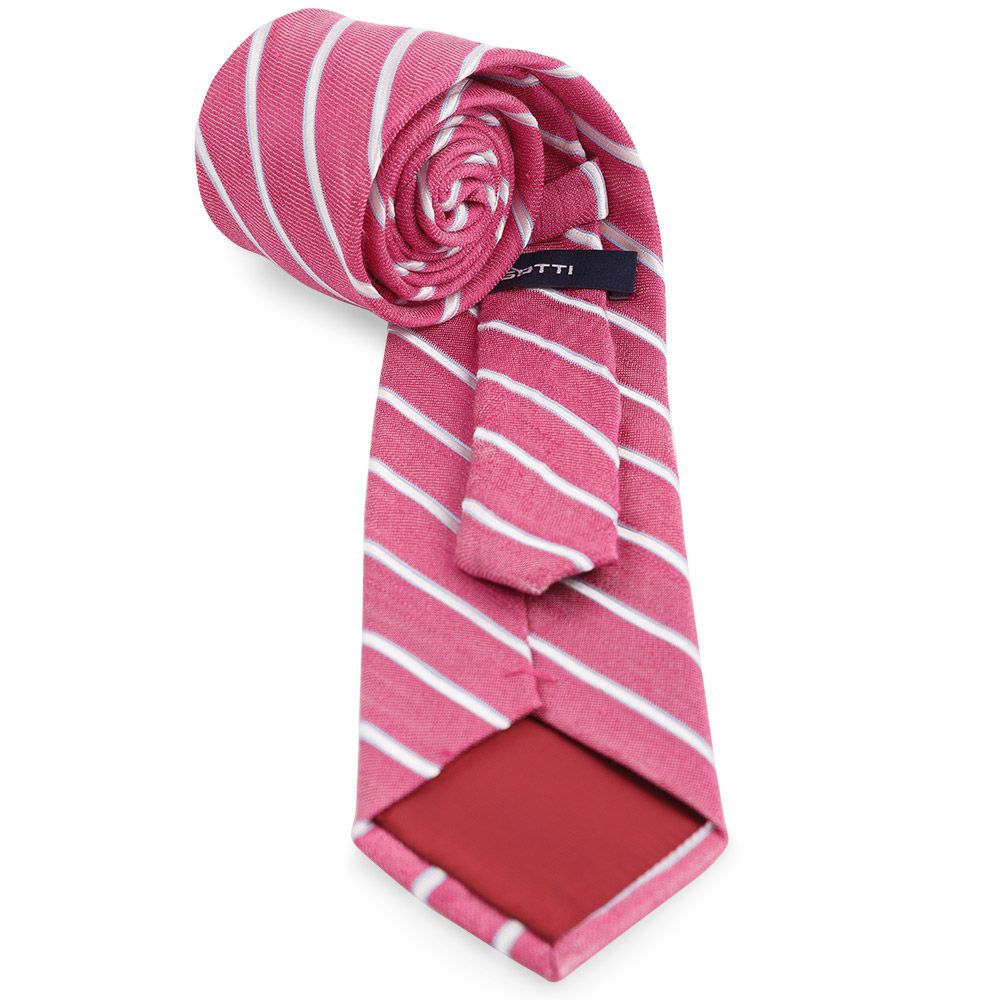 Cravata din in cu matase roz cu dungi 3