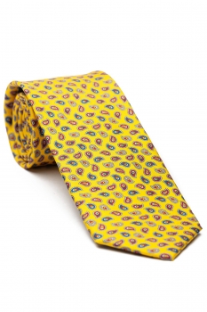 Cravata matase imprimata galbena print floral