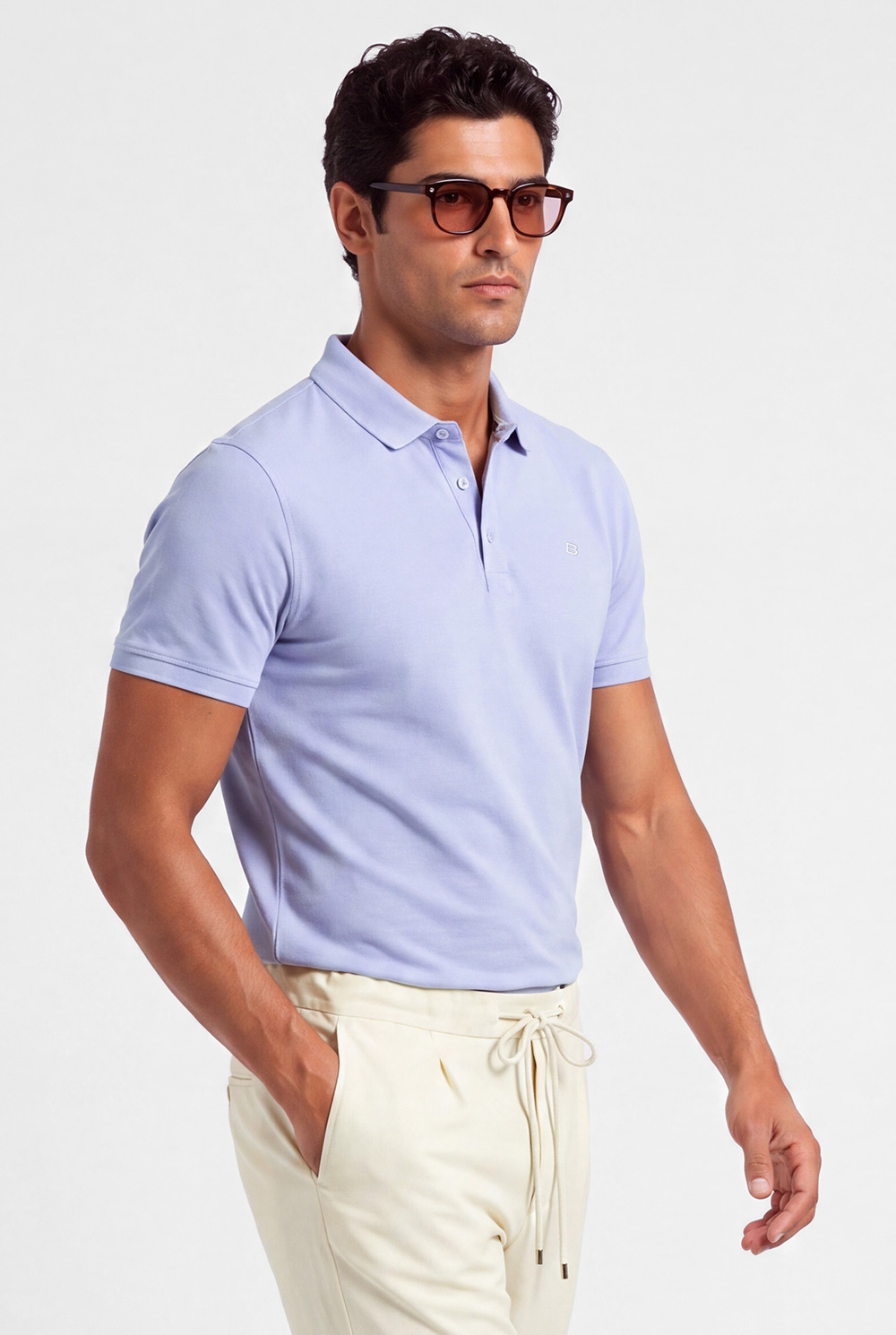 Tricou polo slim lila uni 0