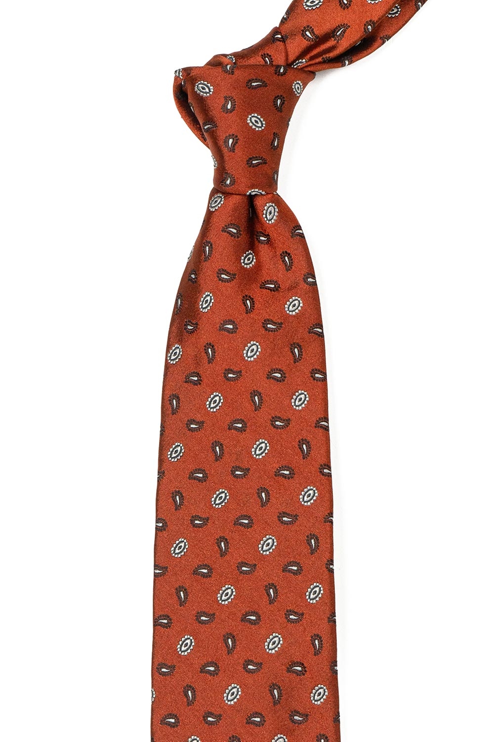 Cravata matase tesuta maro print floral 1