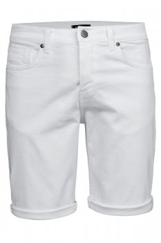 Pantaloni scurti slim albi uni