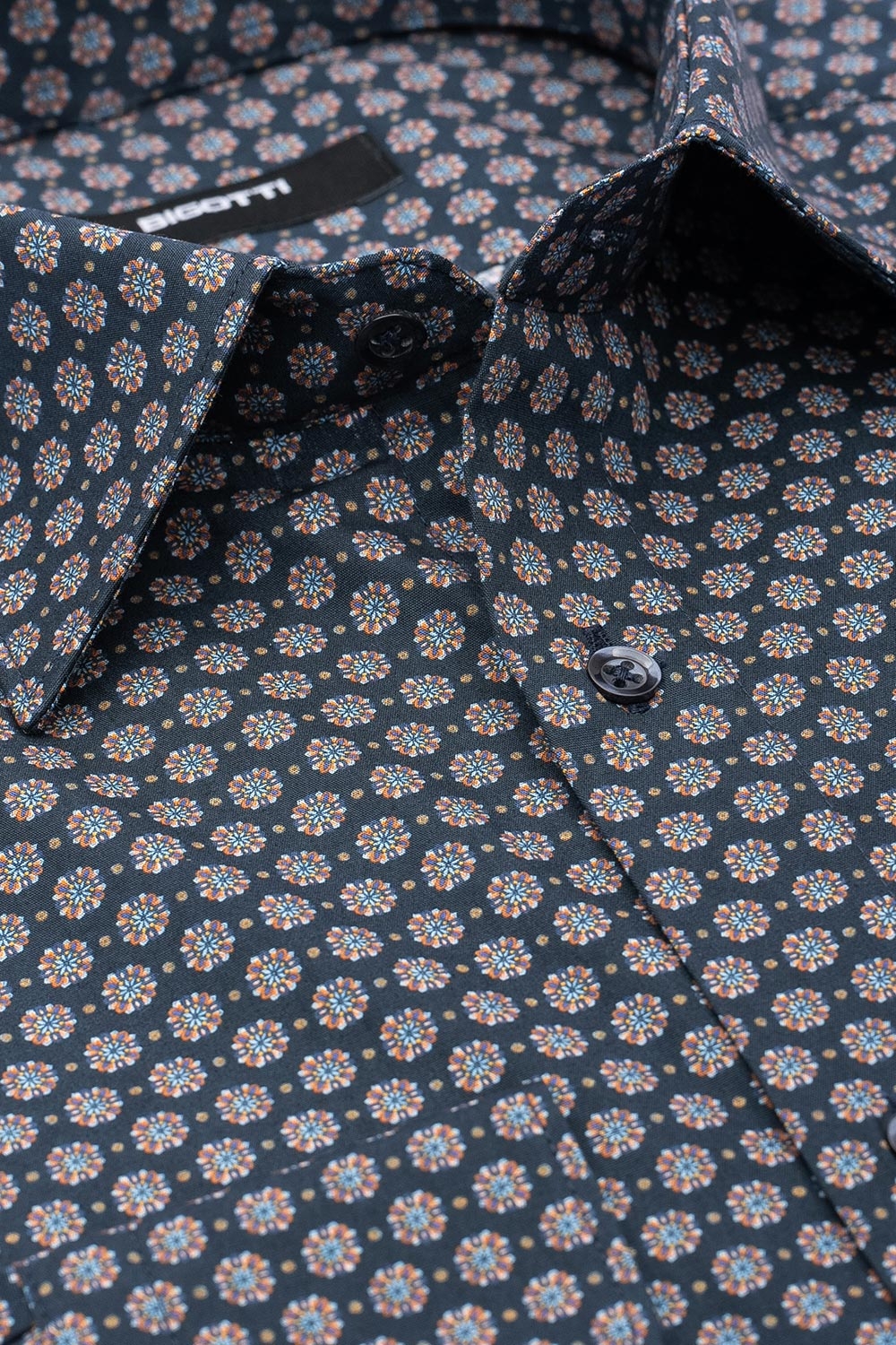 Shaped navy floral shirt 1