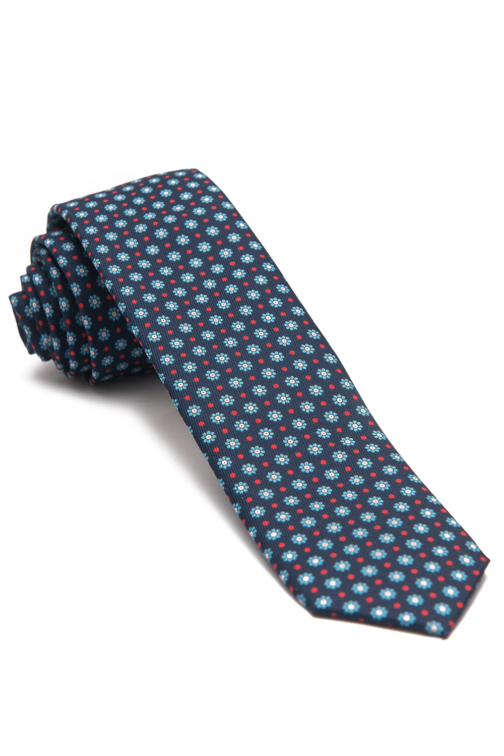 Cravata poliester bleumarin print floral 0