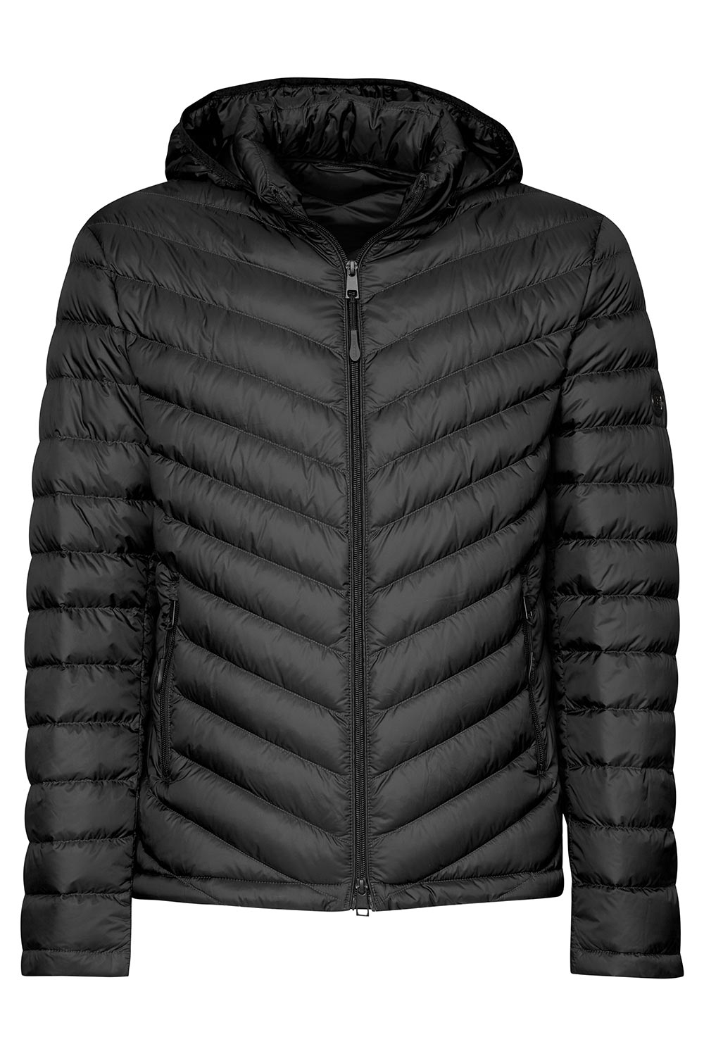 Geaca slim neagra uni cu puf si gluga detasabila 0