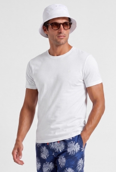 Tricou slim alb uni guler rotund