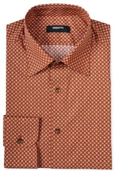 Slim body brown geometric shirt