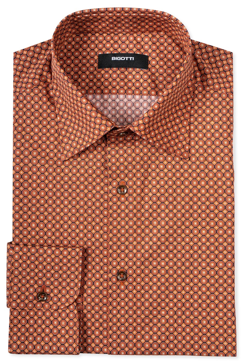 Slim body brown geometric shirt 0