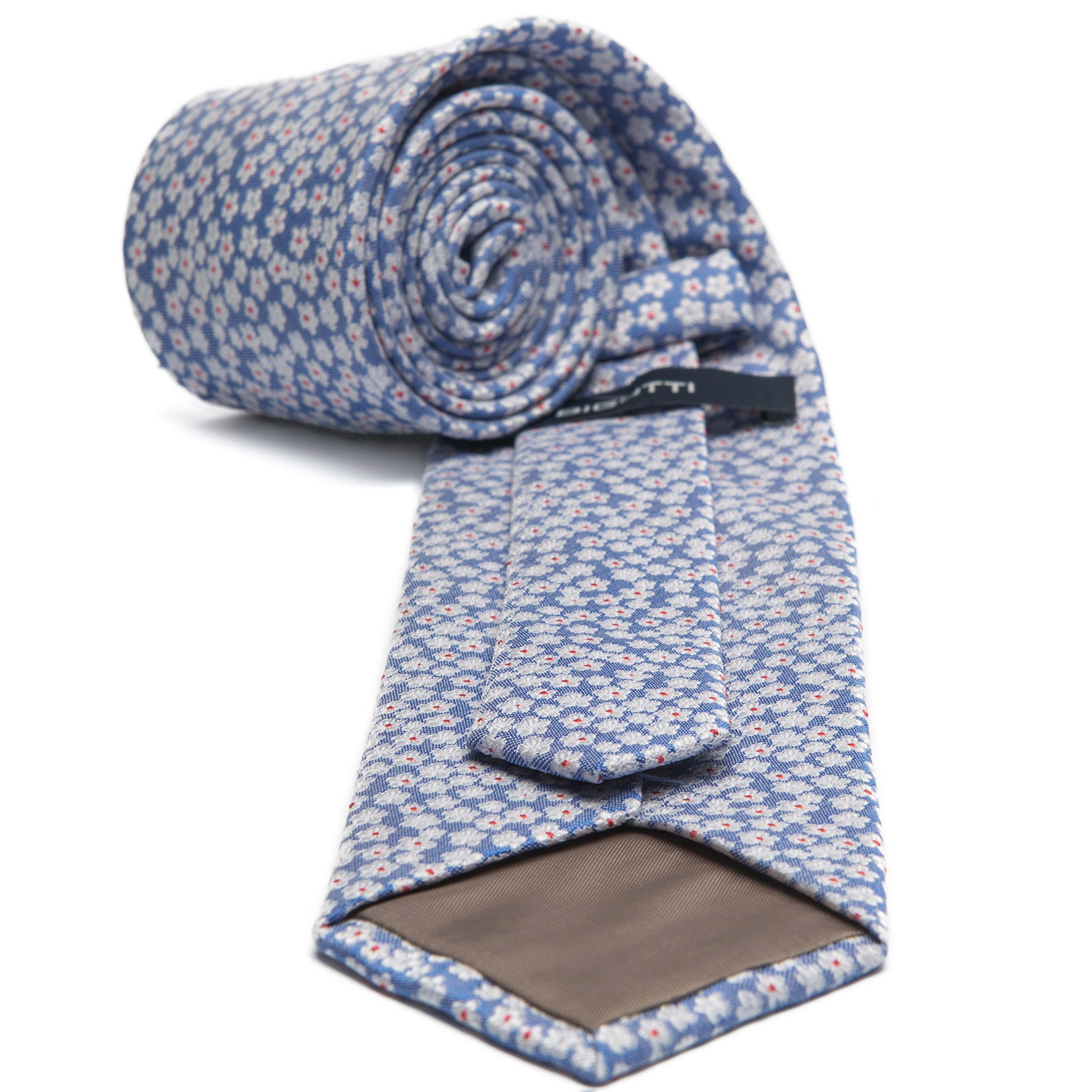 Cravata poliester albastra print floral 3