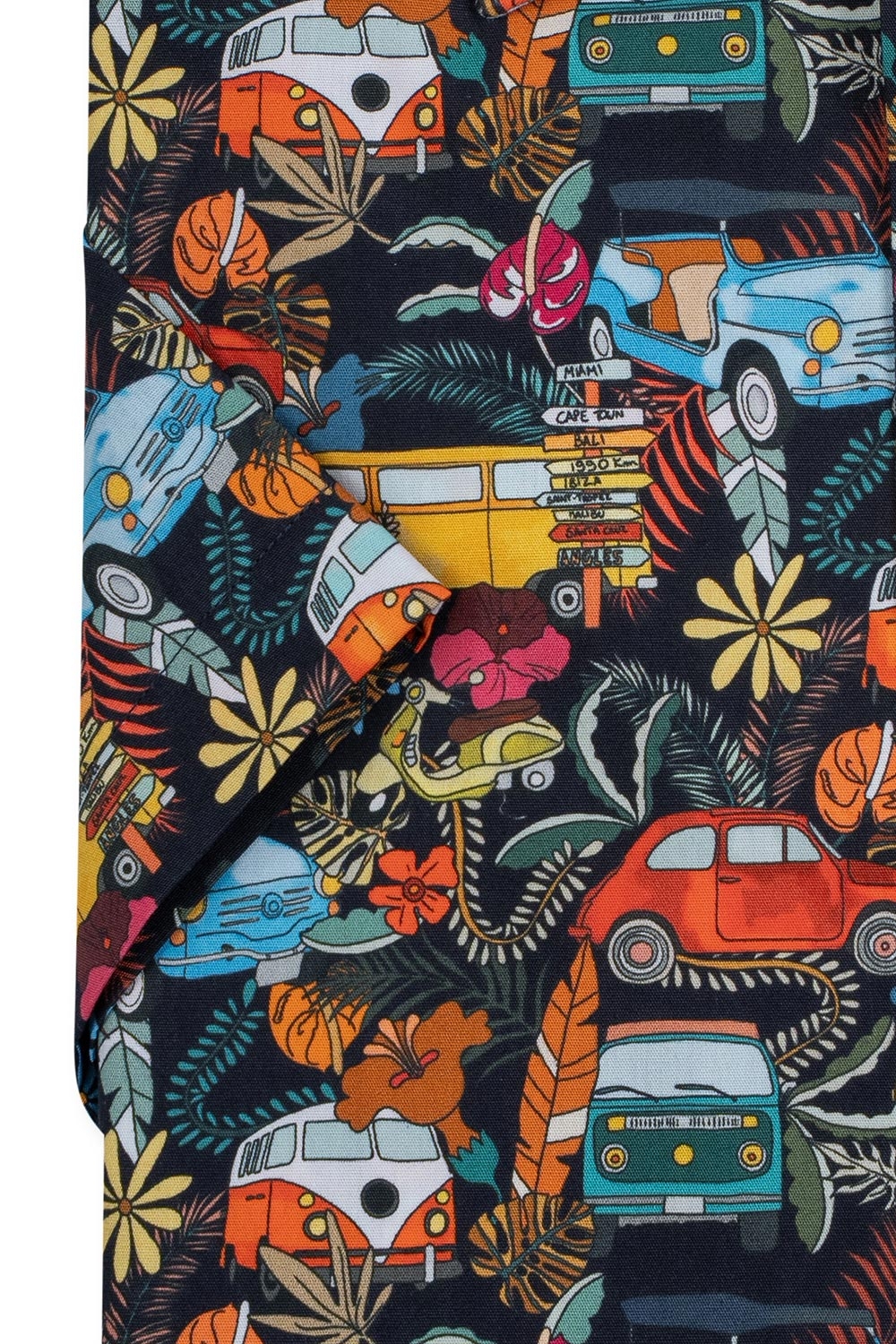 Camasa maneca scurta slim bleumarin print 2