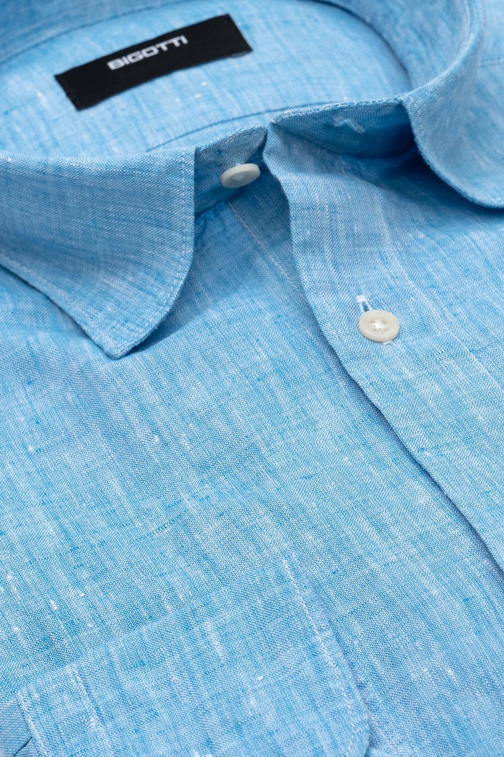 Camasa din in superslim bleu uni 1