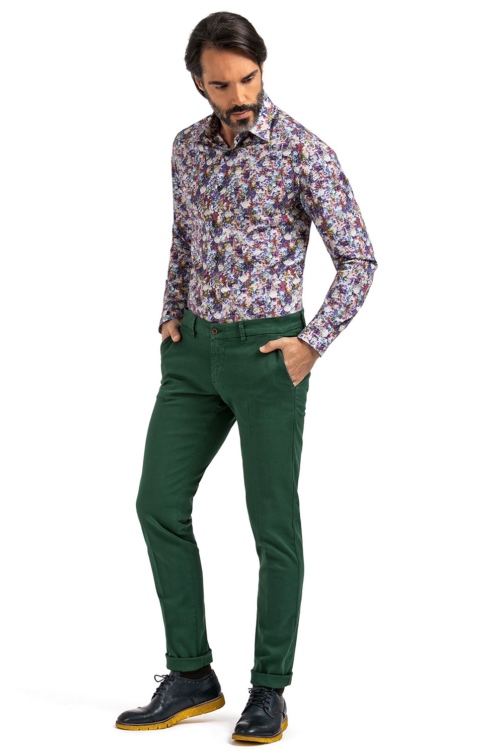 Pantaloni superslim marco verde uni 0