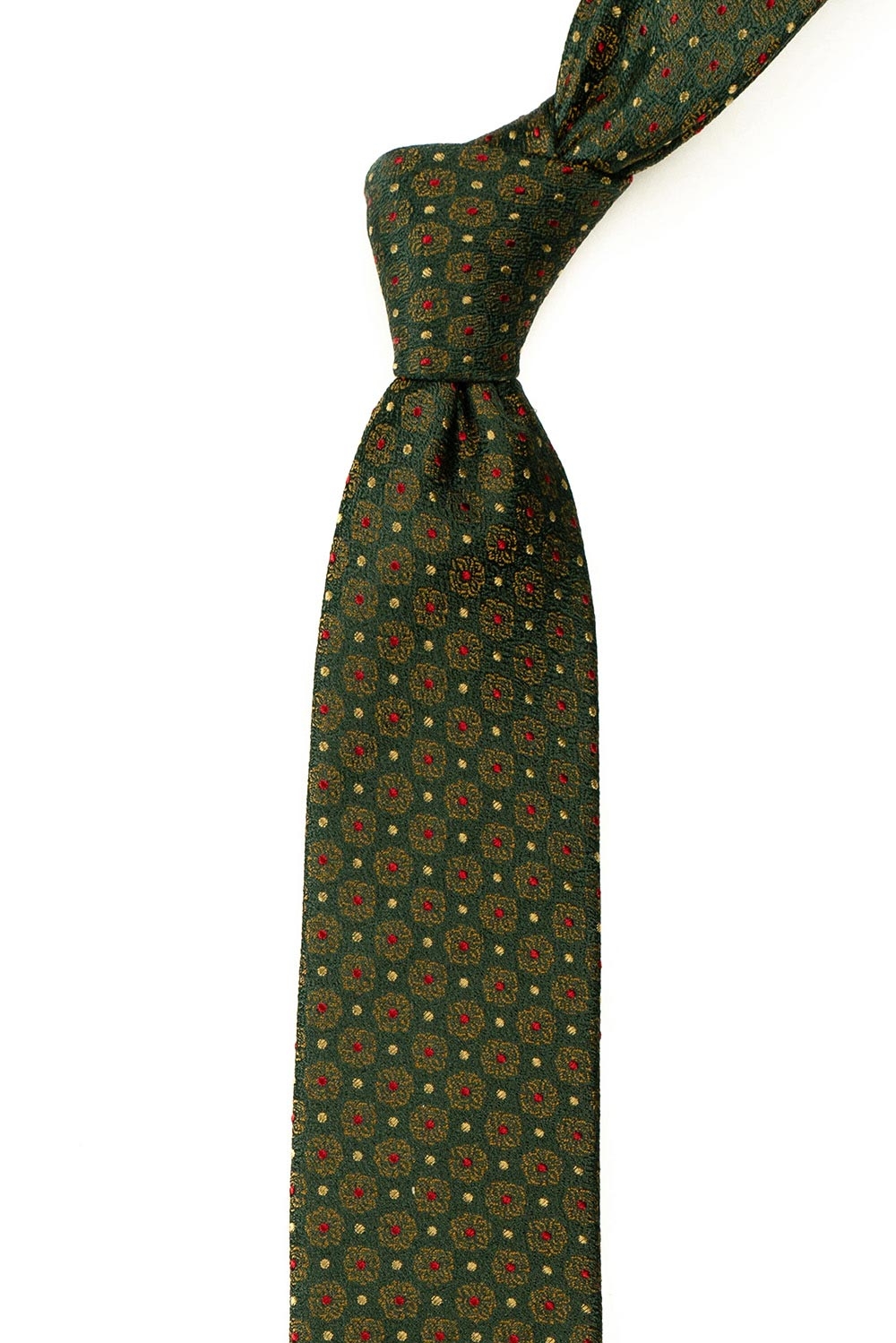 Cravata matase tesuta verde print floral 1
