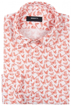 Camasa superslim din in alba print geometric