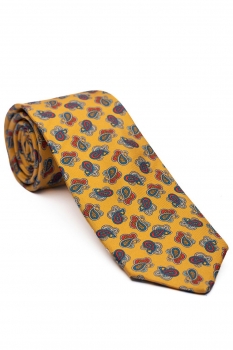 Cravata matase imprimata galbena print floral