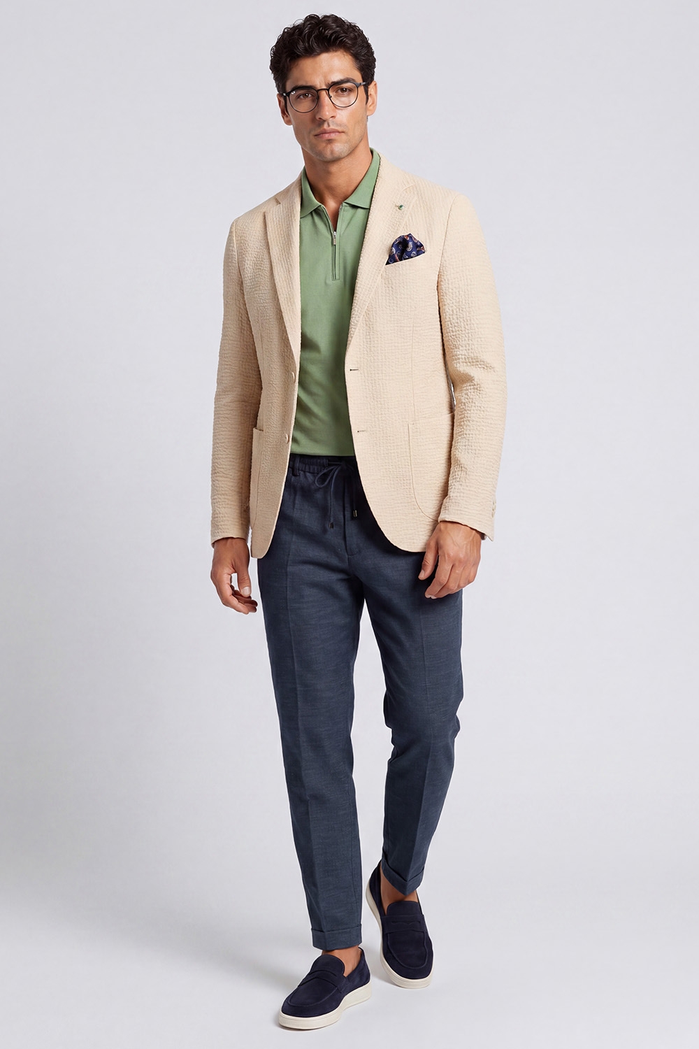 Slim body navy plain trousers 0