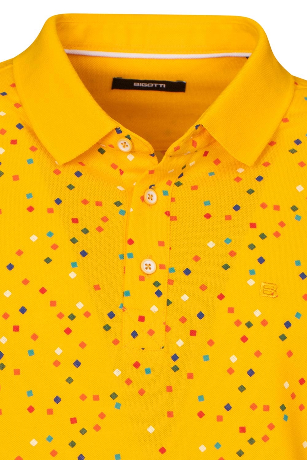 Tricou polo slim galben print geometric 2