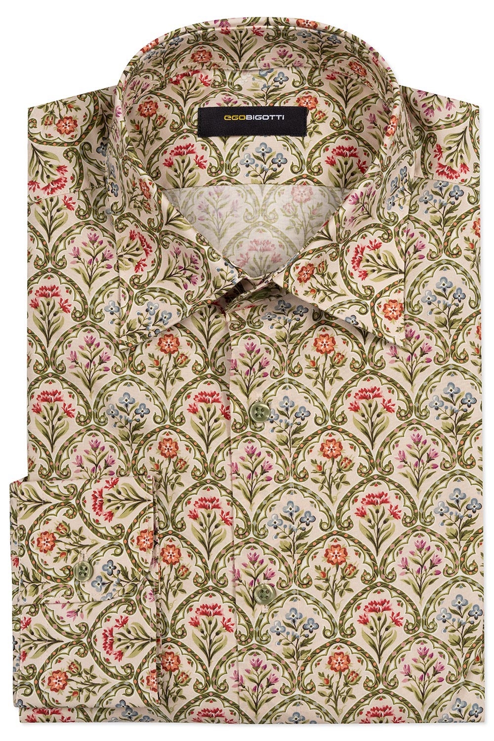Camasa slim bej print floral 0