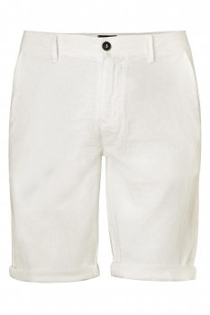 Pantaloni scurti din in slim albi uni
