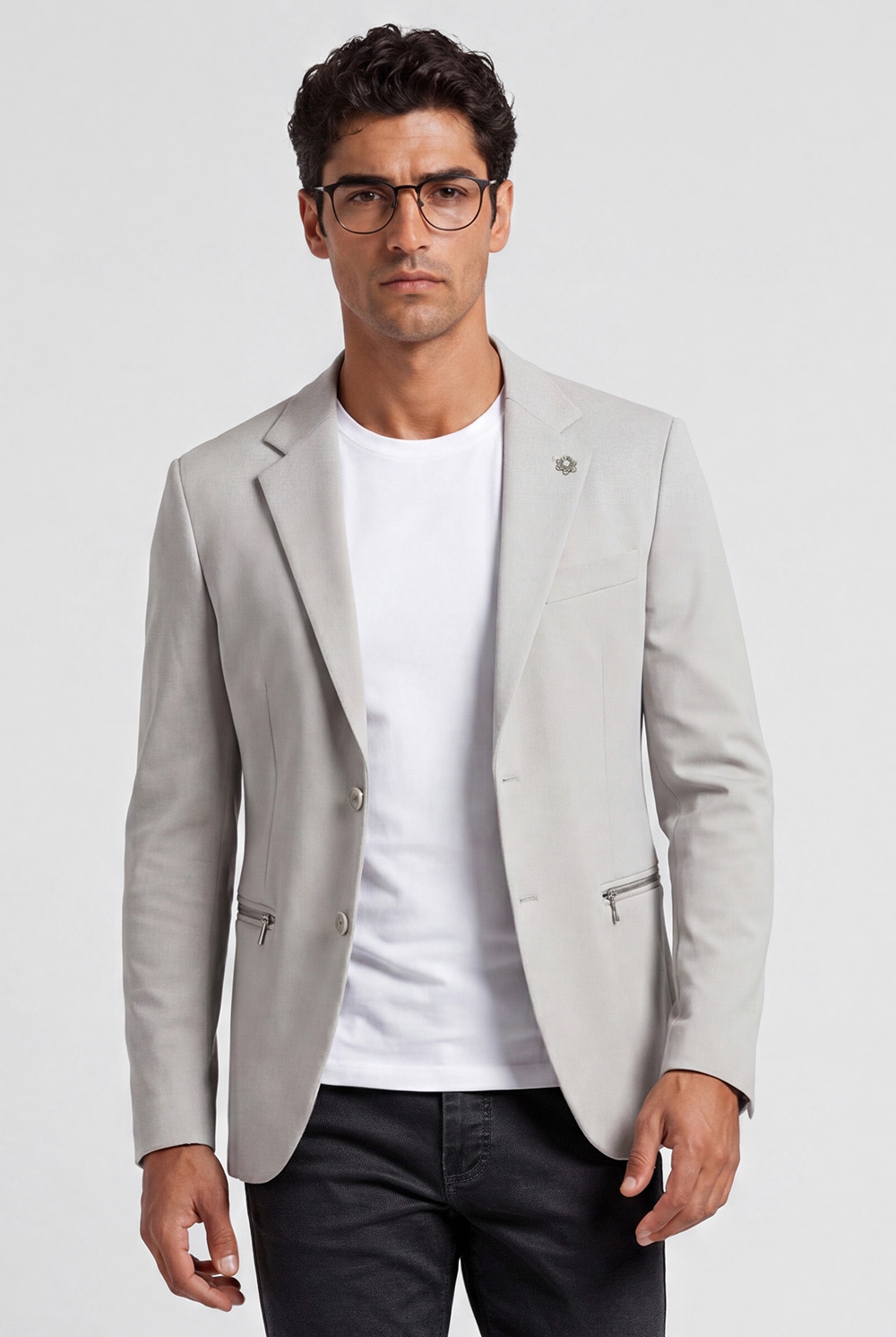 Slim body grey plain blazer 0