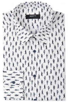Camasa slim alba print geometric