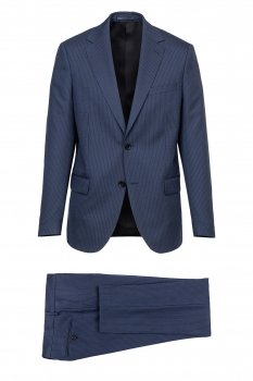 Costum slim albastru in dungi