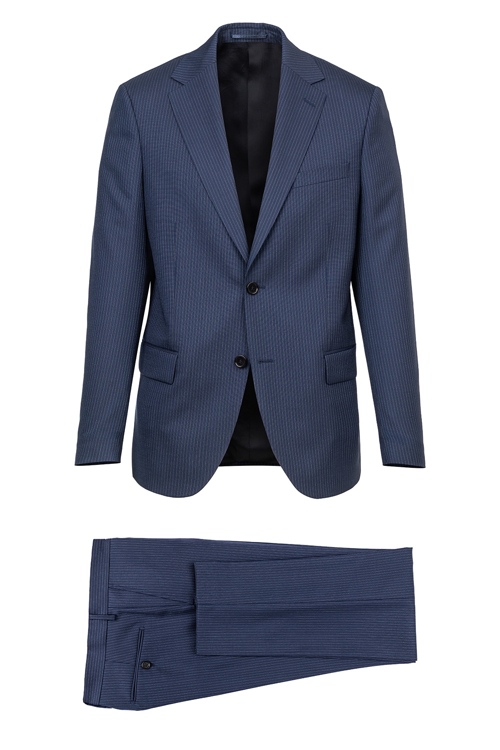 Costum slim albastru in dungi 0