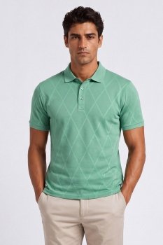Tricou polo basic verde uni