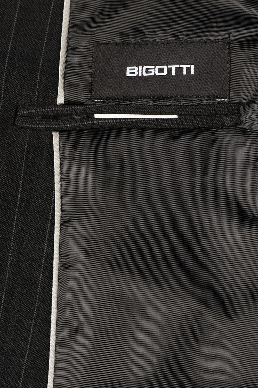 Costum slim negru cu dungi 2