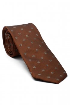 Cravata poliester tesut oranj print floral