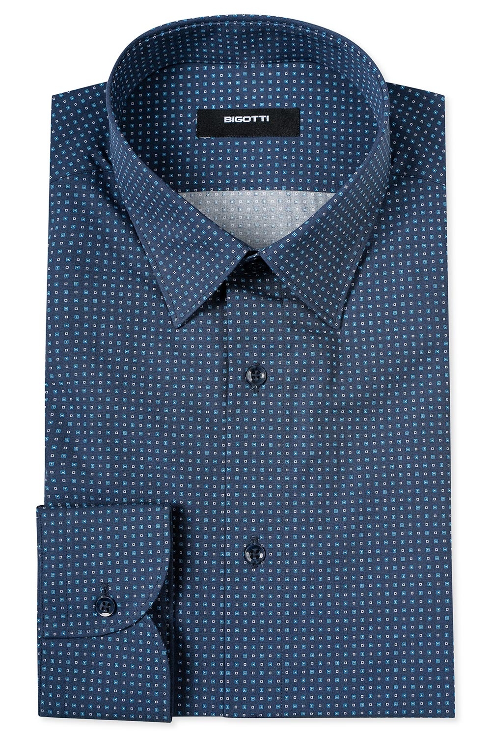 Slim body navy geometric shirt 0