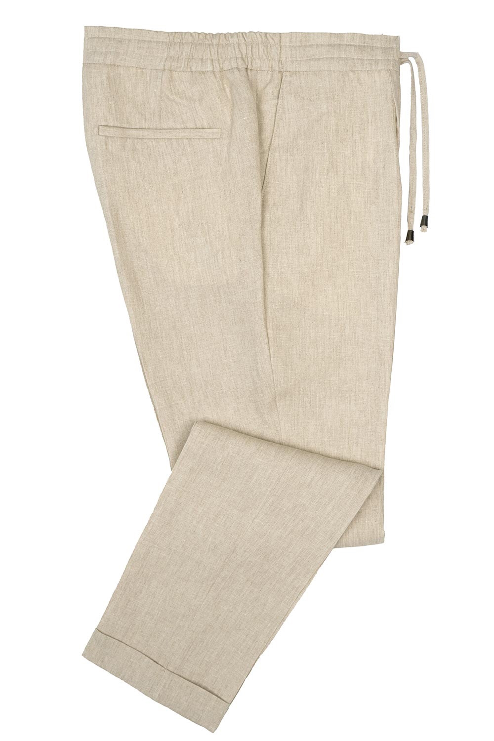 Slim body beige plain trousers 1