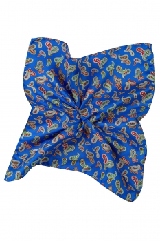 Batista albastra print geometric matase tesuta