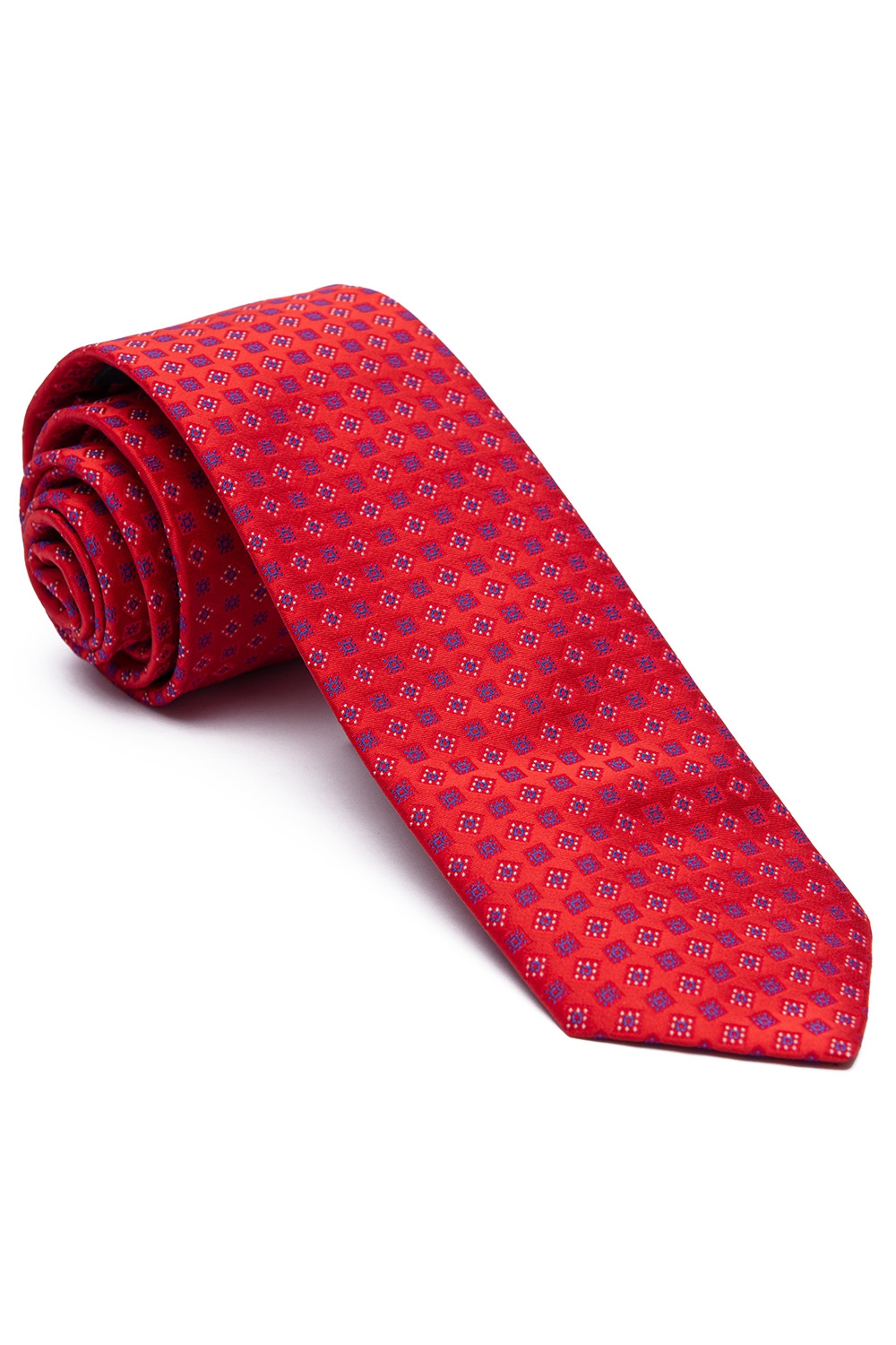 Cravata poliester tesut rosie print geometric 0