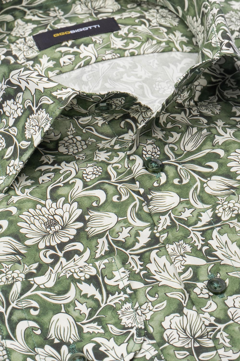 Slim body green floral shirt 1