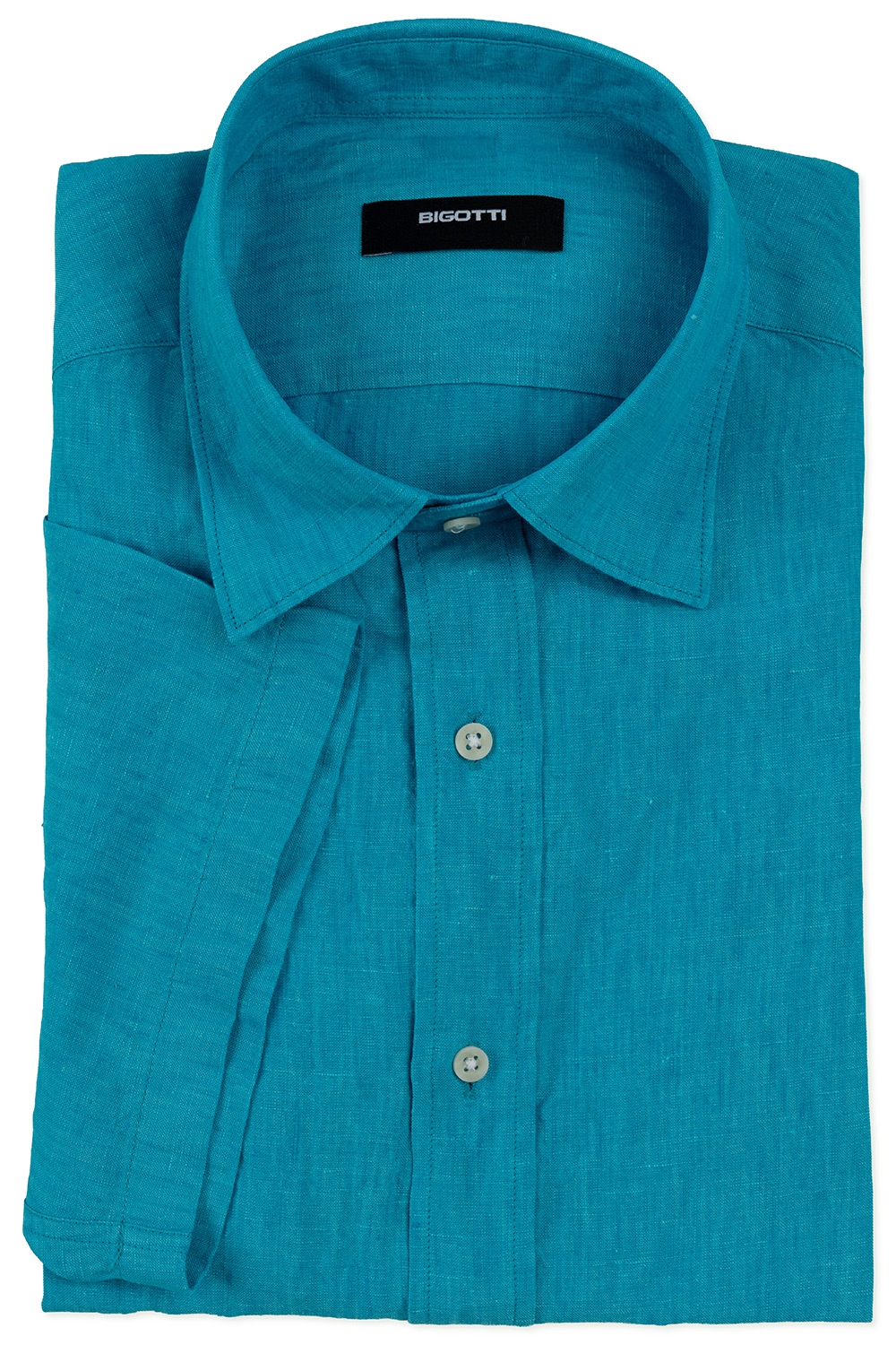 Camasa maneca scurta din in superslim albastra 0