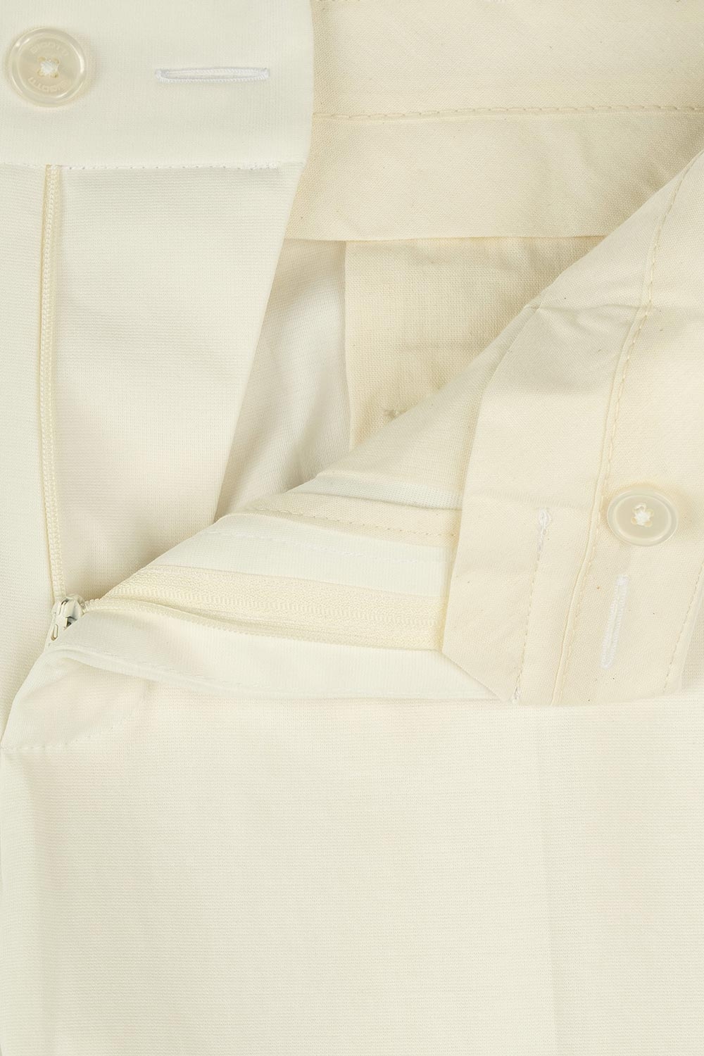 Pantaloni slim albi uni 1