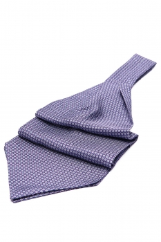 Ascot tie tip printed silk purple geometric