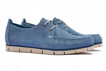 Boat shoes albastru piele nabuc