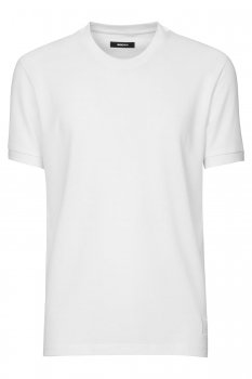 Tricou slim alb uni guler rotund
